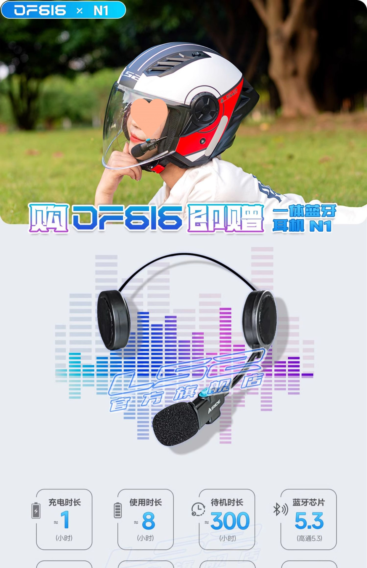 Motorcycle Helmet Men Women Scooter Half Helmet with Bluetooth OF616