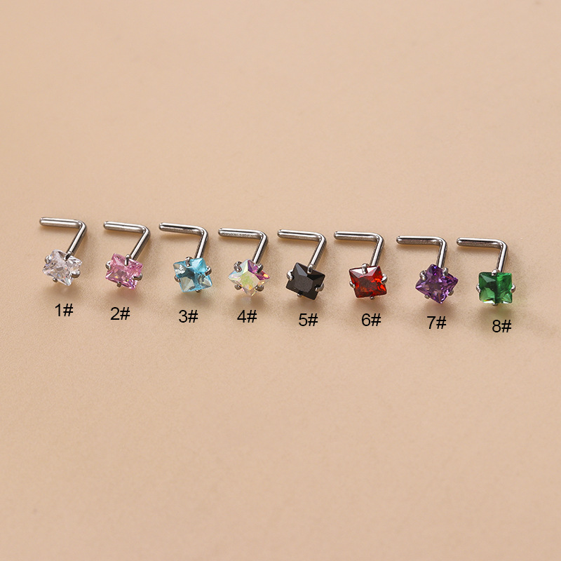 Fashion Geometric Stainless Steel Zircon Nose Studs 1 Piece display picture 1