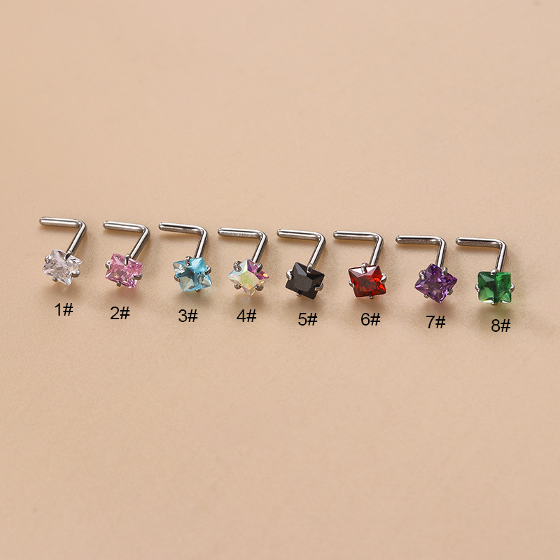 Fashion Geometric Stainless Steel Zircon Nose studs 1 Piece