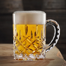 欧式家用水晶玻璃大号啤酒杯扎啤杯茶杯水杯带把加厚耐热耐家用杯