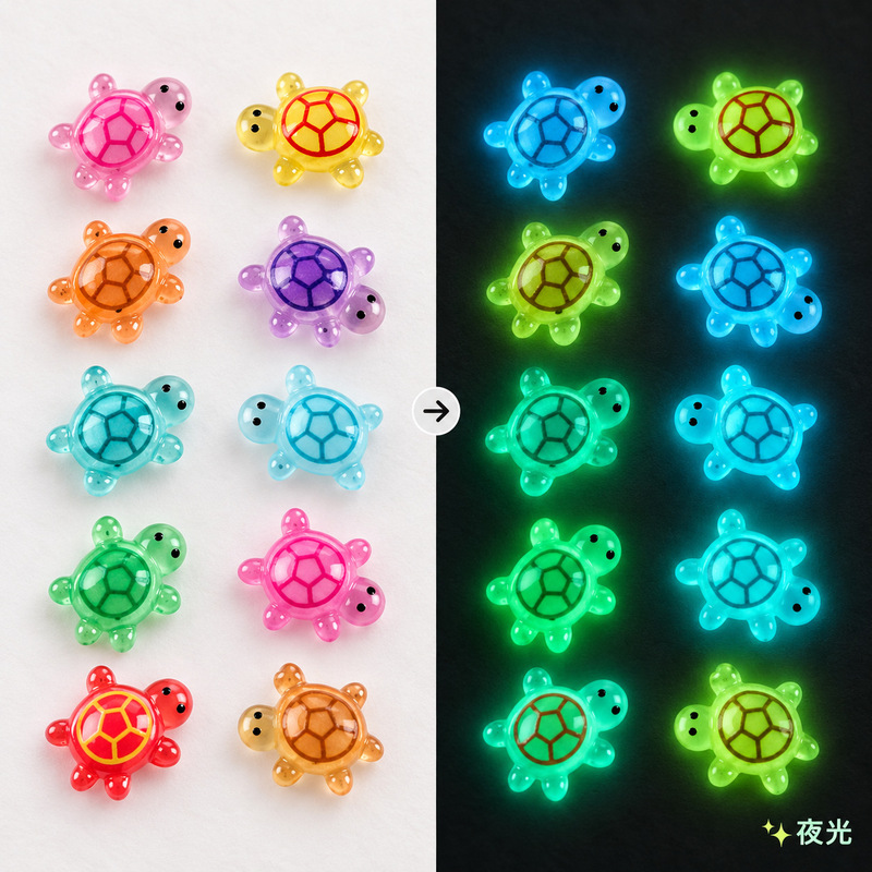 Direct from the manufacturer, mini cartoon luminous cream turtle resin cute popular nail art decoration turtle DIY accessory Direct from the manufacturer, mini cartoon luminous cream turtle resin cute popular nail art decoration turtle DIY accessory