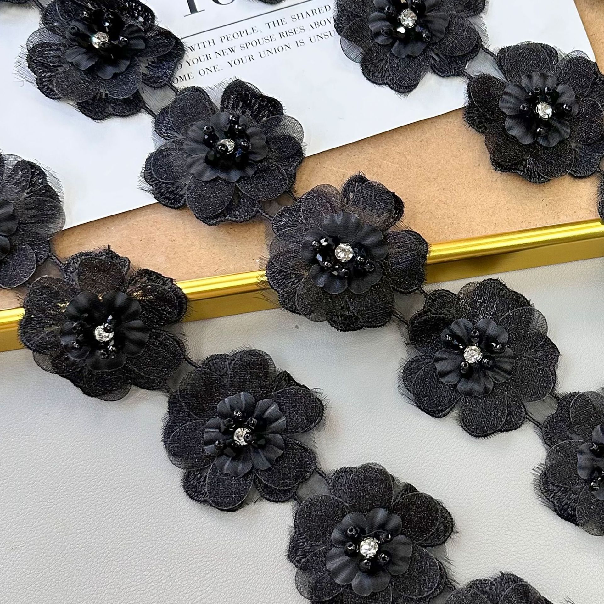 5cm de ancho de tres capas de ergena bordado flores encaje DIY accesorios de ropa vestido de boda ropa infantil accesorios de falda