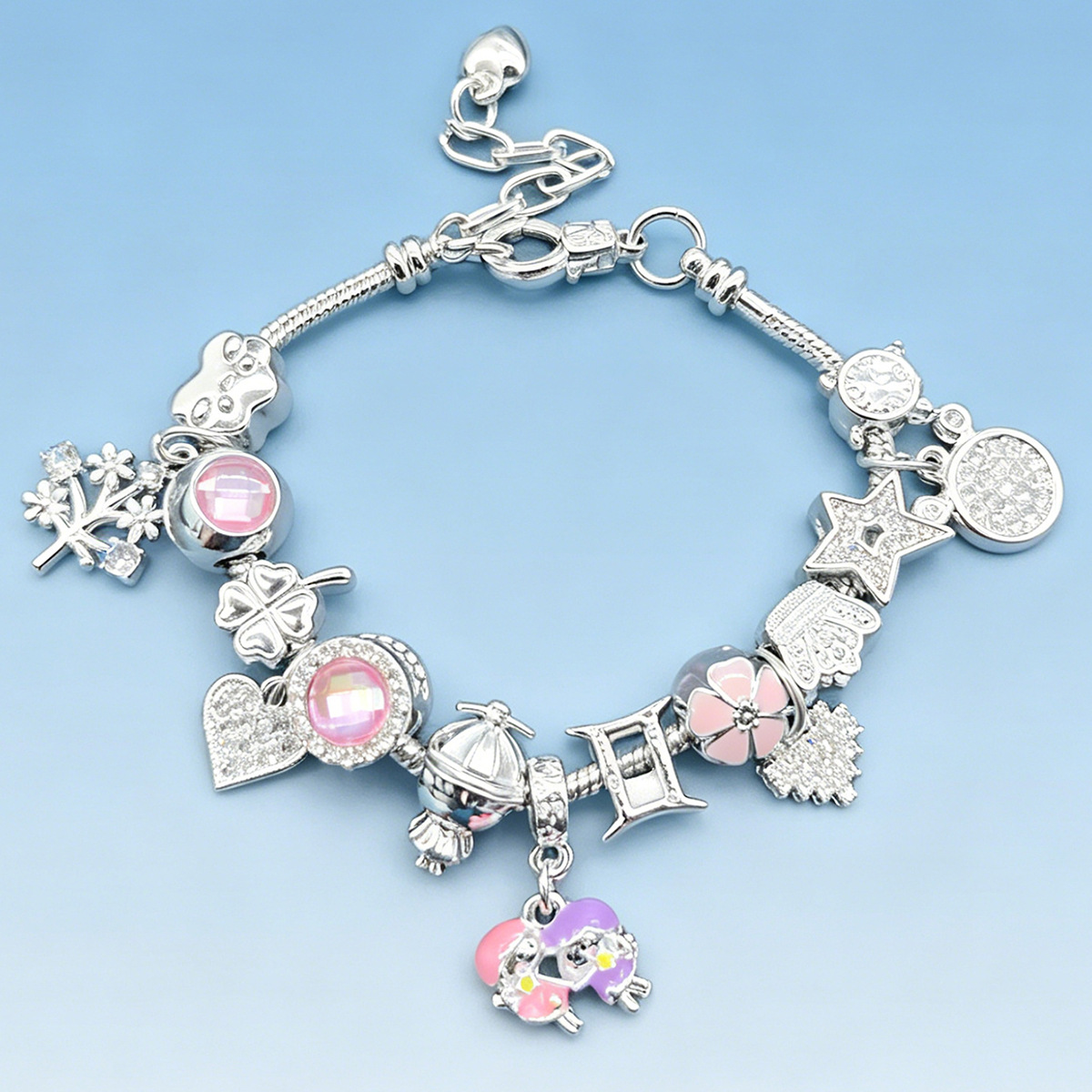 Brazalete Panjia DIY doce signos Brazalete diamante amor pentagramas árbol de la vida cuatro hojas joyas de moda