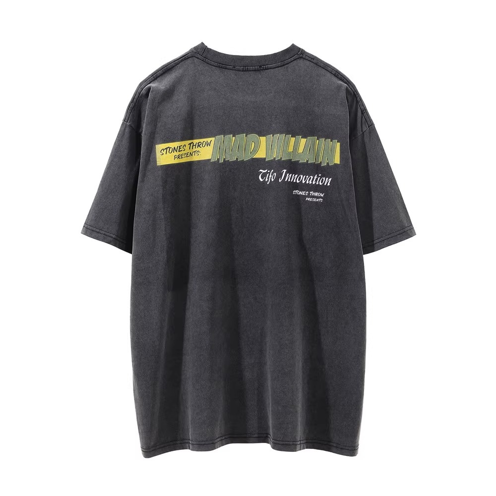 Rap singer character print men's short hip-hop distressed round neck half sleeved T-shirt summer fashion label t_voghion.com