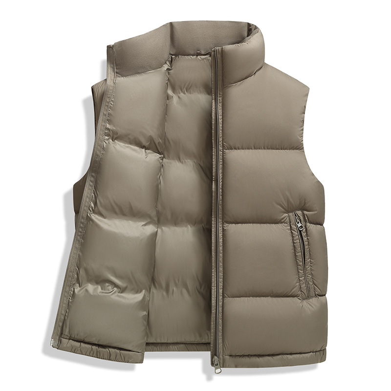Men's stand-up collar down vest, 2025 autumn/winter new style, middle-aged business casual solid color versatile dad vest