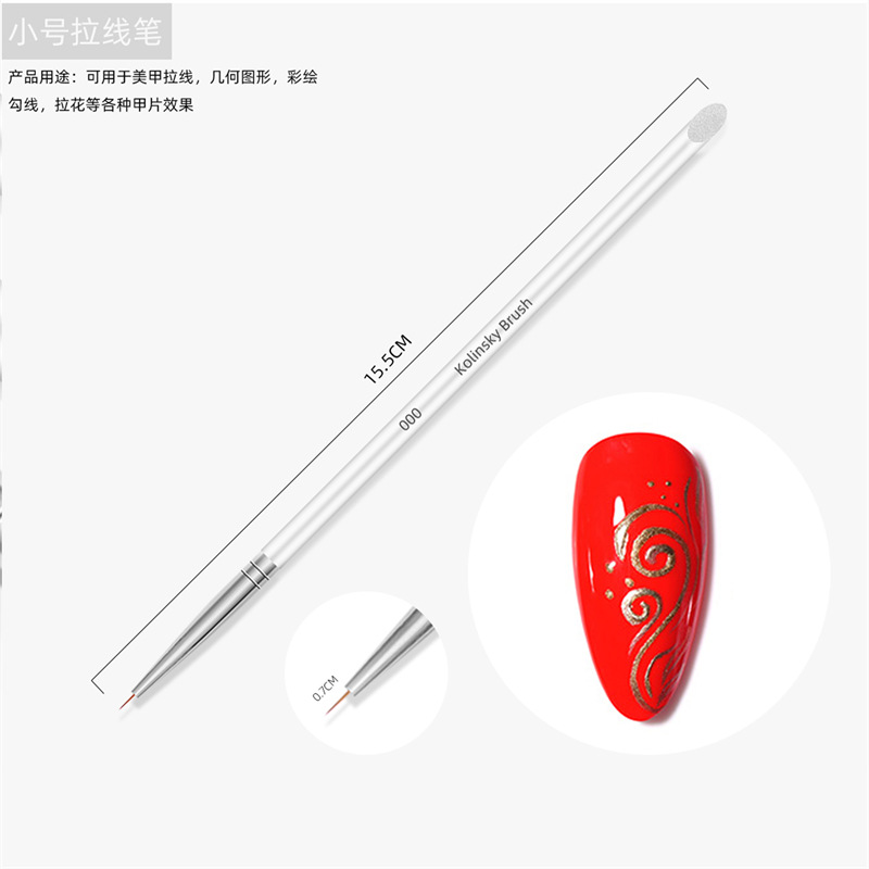 Cruz-frontera varilla de cristal transparente de tres piezas de dibujo pluma de pintura de uñas pluma de doble cabeza de doble propósito pluma de dibujo de uñas