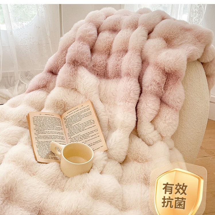 Manta de lana de conejo de lujo ligero, siesta de oficina, aire acondicionado, sofá, manta, engrosamiento de invierno, manta de terciopelo, manta de edredón pequeño