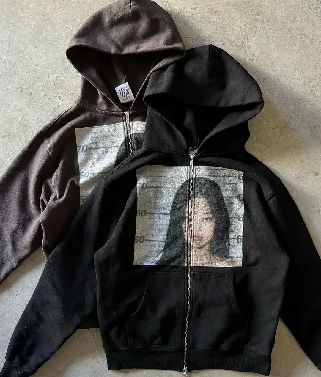 Y2K Street Print Zip-Up Hoodie – Unisex Oversized Fleece Pullover With Graphic Design, Retro Casual Wear For Men & Women_viptrois.com