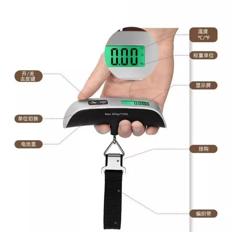 Taşınabilir Elektronik El Bagajı Terazi 50kg Hassas Kargo Terazisi Askılı Terazi 2000 Adet Ücretsiz Kargo Üretici Stok Toptan