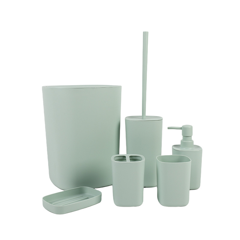 Baño cuadrado de plástico de lavado set de seis piezas de almacenamiento de lavado set de basura set de cepillo de dientes set