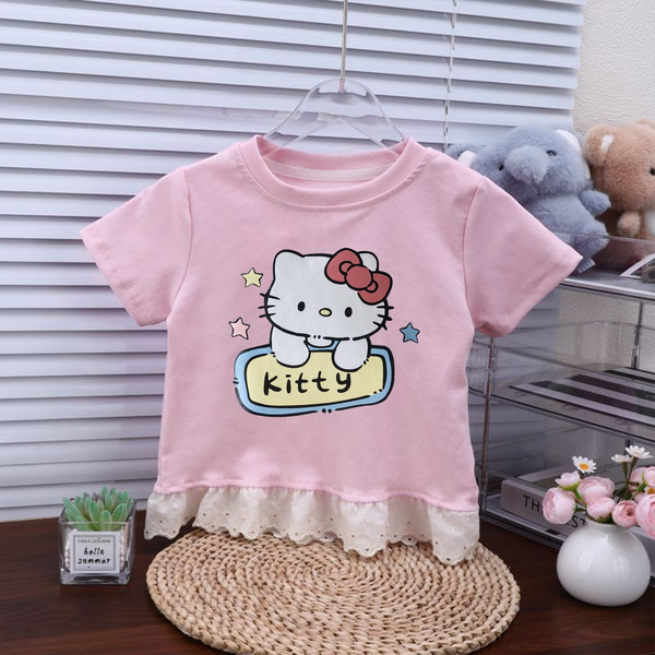 Cotton summer children's lace silk T-shirt