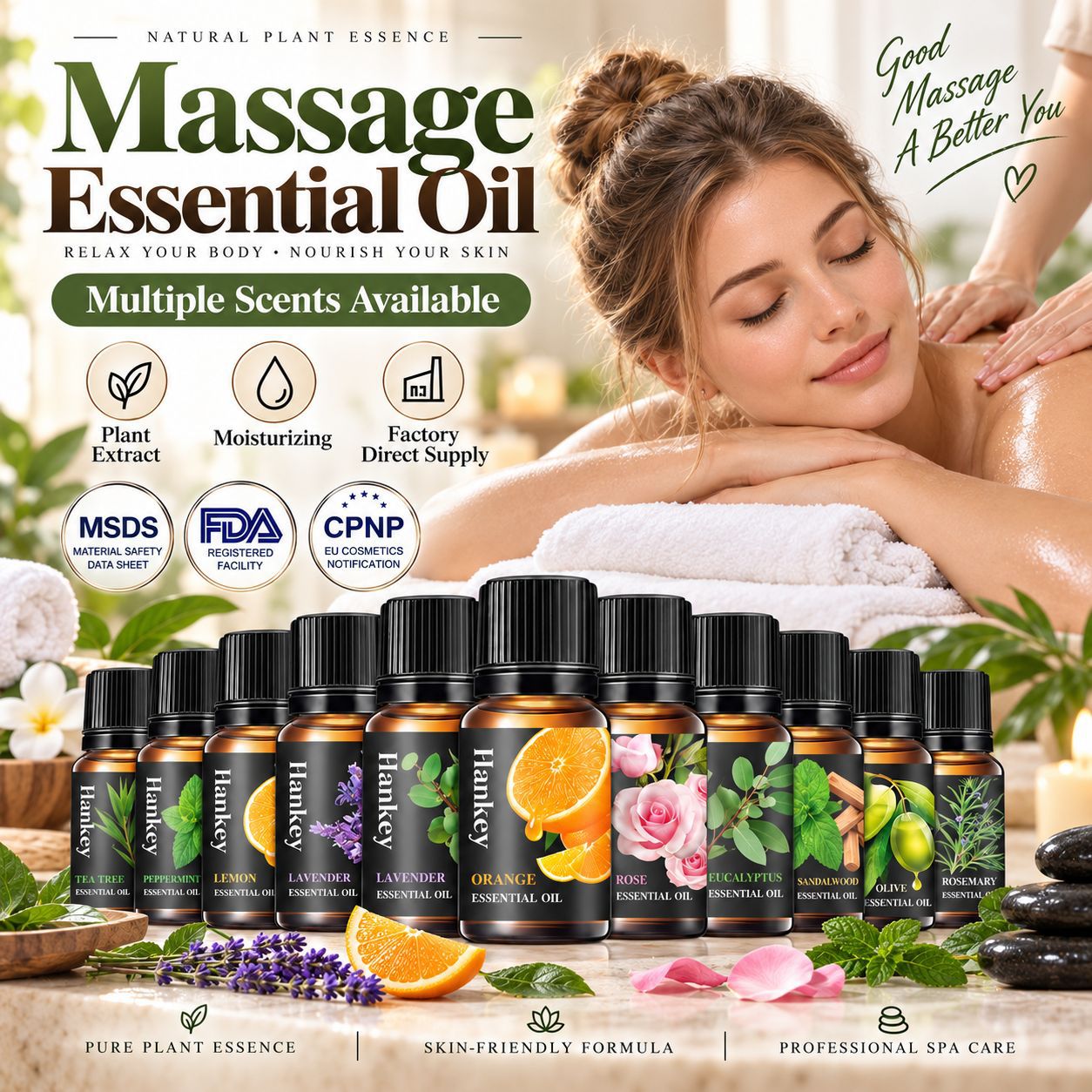 Full English Cross-Border Massage Essential Oil Lavender Massage Mugwort Ginger Body Oil Skin Care Products Wholesale Foreign Trade Essential Oil