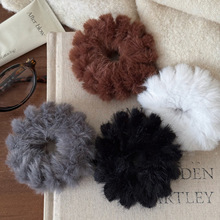 韩国简约毛绒大肠发圈软妹可爱扎马尾头绳女网红法式复古头饰秋冬