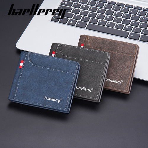 Baellerry new men's short wallet cross-border business multi-card slot open wallet ticket clip wallet men