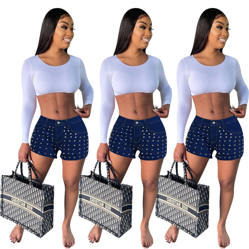 Yd 1045欧米の婦人服アマゾンの人気ファッション釘の毛磨きの辺のデニムのホットパンツのクロスボーダーの婦人服|undefined