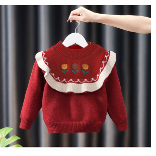 Girls Knitwear Pullover Top 2025 Autumn and Winter New Style Kidsren's Style Bottoming Knitwear One-Year-Old Baby Girl Winter Clothing