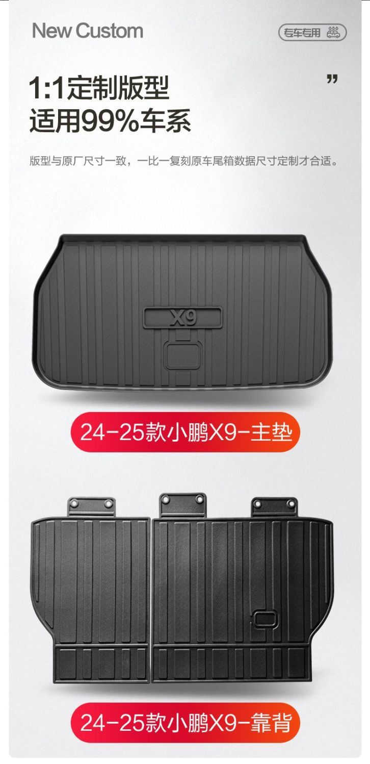 Suitable for Xpeng X9 Trunk Mat Interior Decoration Accessories Car Supplies Interior Modification Tpe Waterproof Trunk Mat
