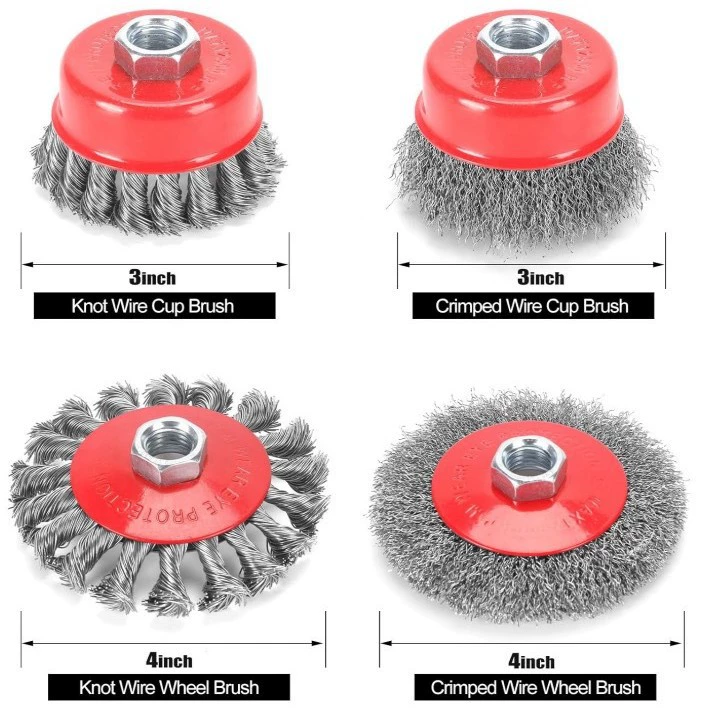 Трансграничный 4/6PC излом 5/8-11 арматурная проволока щетка 3 дюйма в форме чаши 4 дюйма в форме таза стального колеса для удаления ржавчины набор щеток