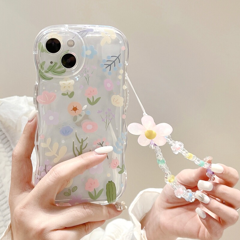 Colorful Floral Phone Case Suitable for iPhone 17, Women's 16 Anti-Drop Case for Apple 13, Spring and Summer 12 Flower Chain Phone Case
