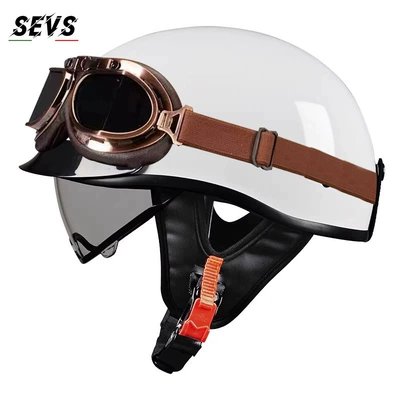 Motosiklet kaskı (dəbilqə) – scooter half helmet, electric vehicle - bright-white-tea-mirror-copper-tea-mirror-m