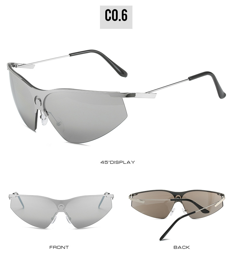 Sports Style Grey, Gold Color Sports Solid Color PC UV400 Protection Cat Eye Half Frame Women's Sunglasses