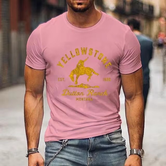 Men's and women's new fashion Yellowstone Dutton Ranch printed T-shirt classic pattern summer cool short sleeve cross-border