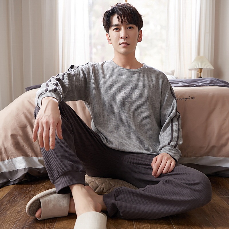 Meishufen autumn and winter new men's long sleeve trousers cotton can wear pajamas suit home clothing factory direct sales