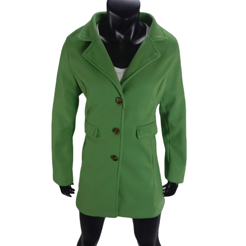 Women's Woolen Coat Single Breasted Cardigan Long Outerwear_voghion.com
