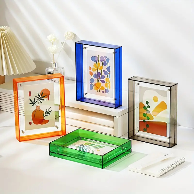 Acrylic Photo Frame 6-inch Photo Frame Large Size Wall Hangable Color Double-sided Transparent Square Display Frame Acrylic Photo Frame 6-inch Photo Frame Large Size Wall Hangable Color Double-sided Transparent Square Display Frame