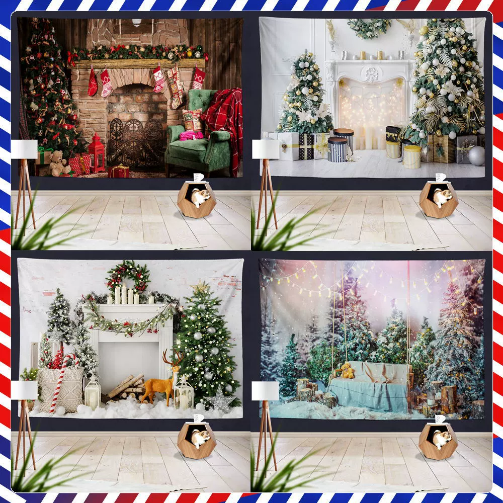 Трансграничная Рождественская Праздничная подвесная ткань AliExpress горячие продажи украшения стен комнаты фоновая ткань может быть закреплена Печатный гобелен