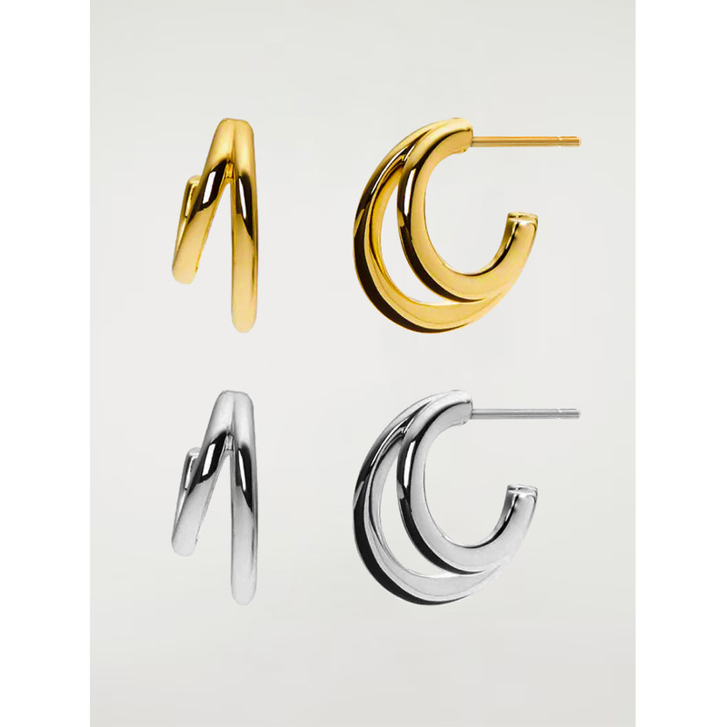 E9478 All-Steel Simple Double-Layer Hoop Design Earrings 2025 New Style Earrings for Women Niche Plain Hoop Ear Jewelry E9478 All-Steel Simple Double-Layer Hoop Design Earrings 2025 New Style Earrings for Women Niche Plain Hoop Ear Jewelry