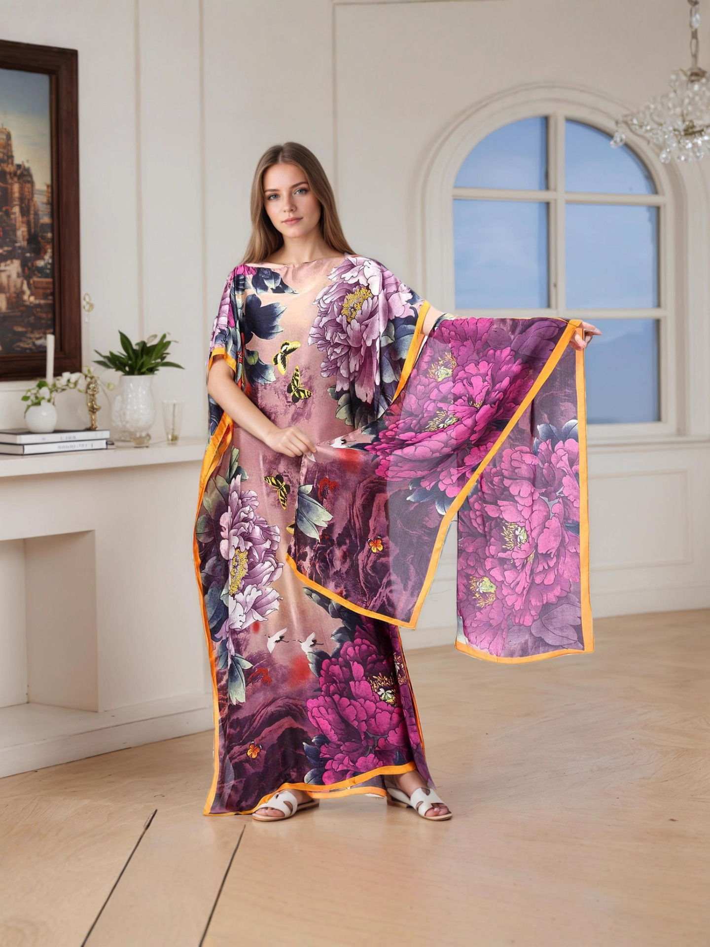 Cross-Border Hot-Selling African Robe with Headscarf Set Kaftan Long Dress Cover-Up