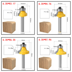 4-Piece Set Woodworking Round Corner Knife 1/4" Shank Edge Machine Cutting Router Bit Cross-Border Item Set Wood Edge Router Bit