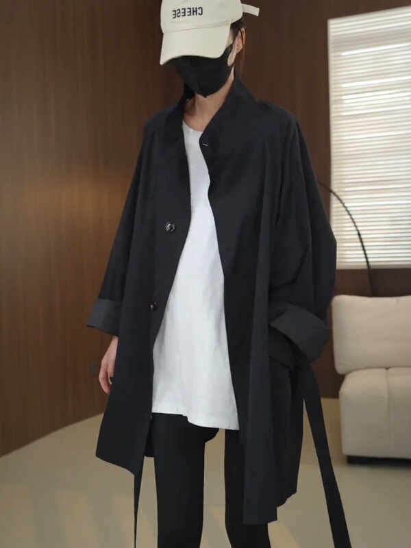 高级感立领风衣女中长款2025春秋新款韩版宽松休闲百搭大衣外套女|undefined