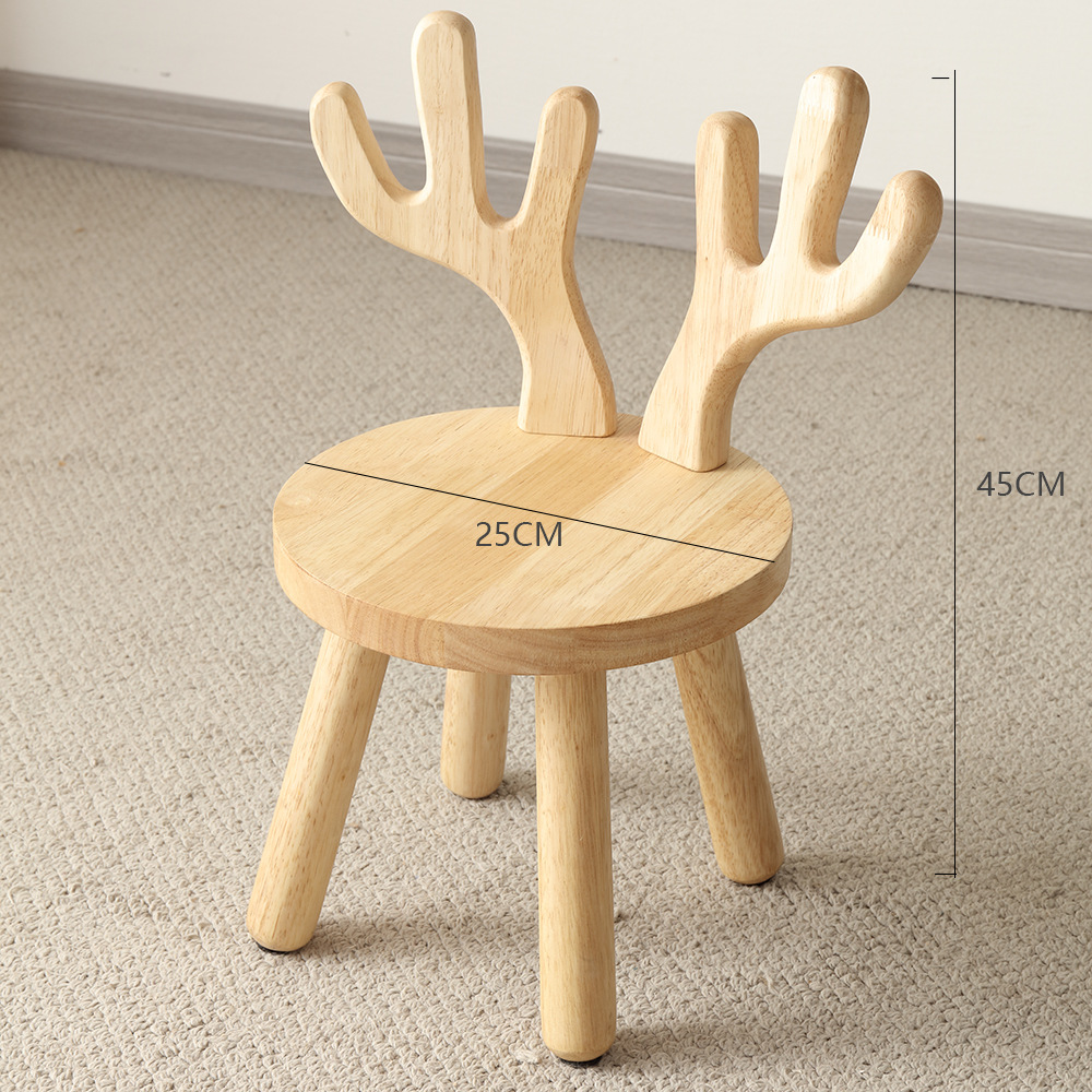 Orejas de conejo taburetes de madera sólida pequeños taburetes caseros taburetes redondos para niños creativos zapatos de cambio