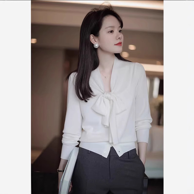 Zhengqite Clothing/26 Spring and Autumn New Style High-Quality Exquisite Three-Color Ribbon Shirt-Style Wool Knit Cardigan Zhengqite Clothing/26 Spring and Autumn New Style High-Quality Exquisite Three-Color Ribbon Shirt-Style Wool Knit Cardigan