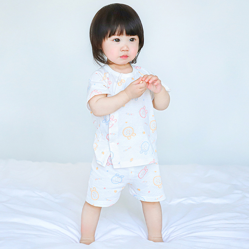 Set de mangas cortas para bebés de verano, algodón delgado de dos piezas para niños, niñas y niños pequeños, ropa de verano para bebés