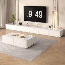 岩板电视柜客厅家用现代简约落地柜轻奢圆角实木茶几电视机柜组合