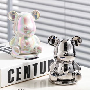 Bear Ceramic Toothpick Box Household Toothpick Tube Personalized Creative Light Luxury Dental Floss Box Cotton Swab Storage Box