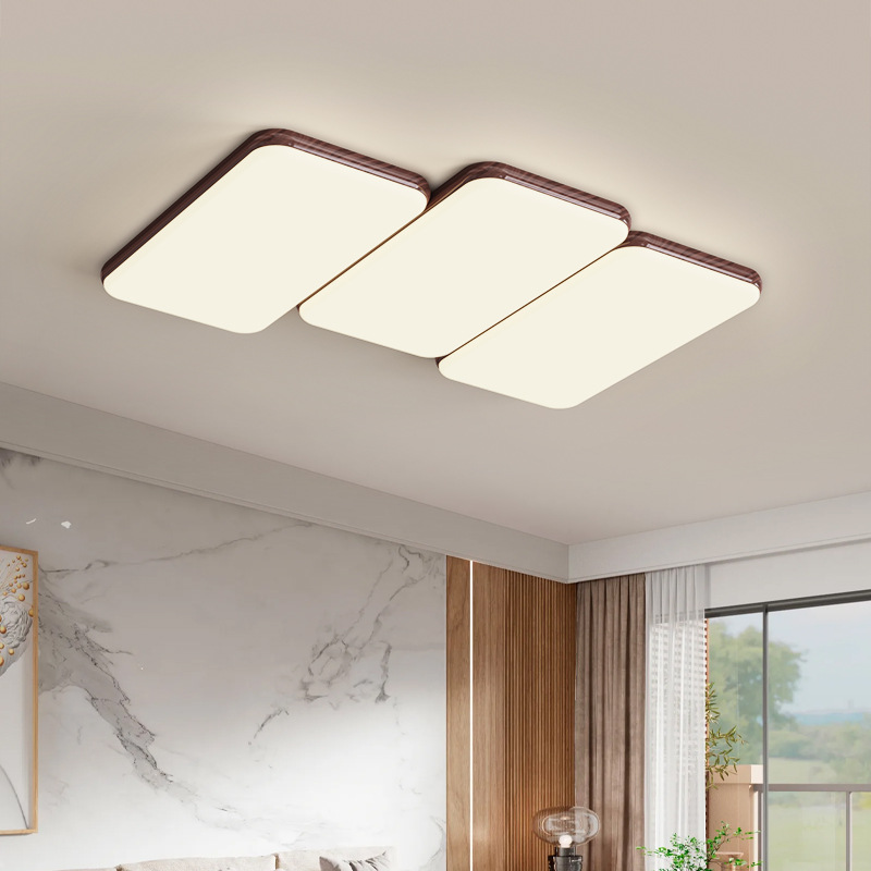 Wabi-Jifeng Retro Piano Sala de estar Lámpara de techo Nogal Vintage Diseñador antiguo Estilo japonés Rectángulo Sala de estar Luz principal