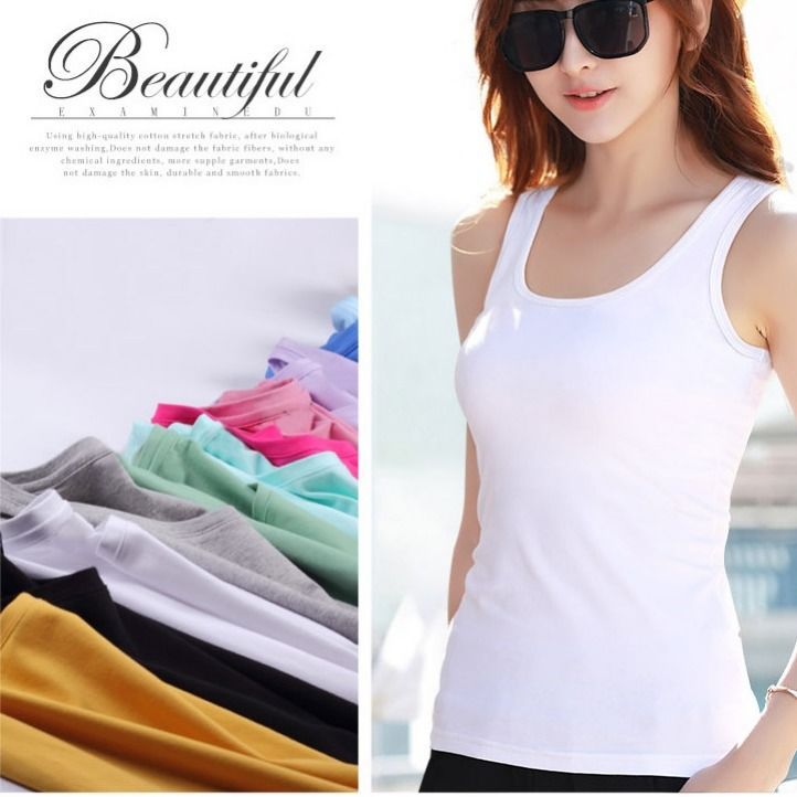 Camisola de algodón para mujer ropa exterior de verano belleza espalda sin mangas Camiseta ajustada ropa interior de mujer de verano Top para mujer image 6