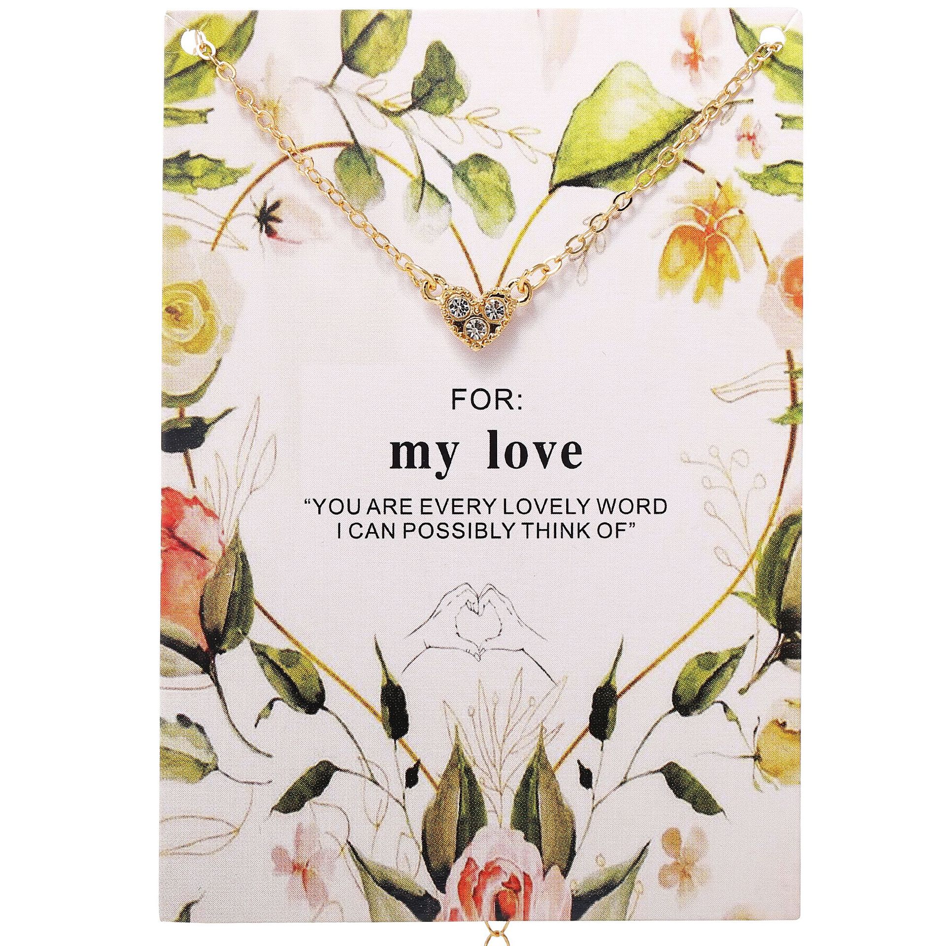 Fashion heart-shape inlaid rhinestone alloy necklace wholesale