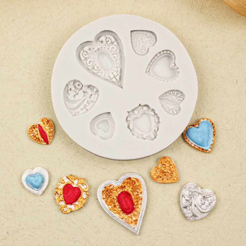 Molde de silicona de joyería clásica, decoración de pastel de fondant de cuentas talladas retro, molde de herramienta de horneado de chocolate de bricolaje