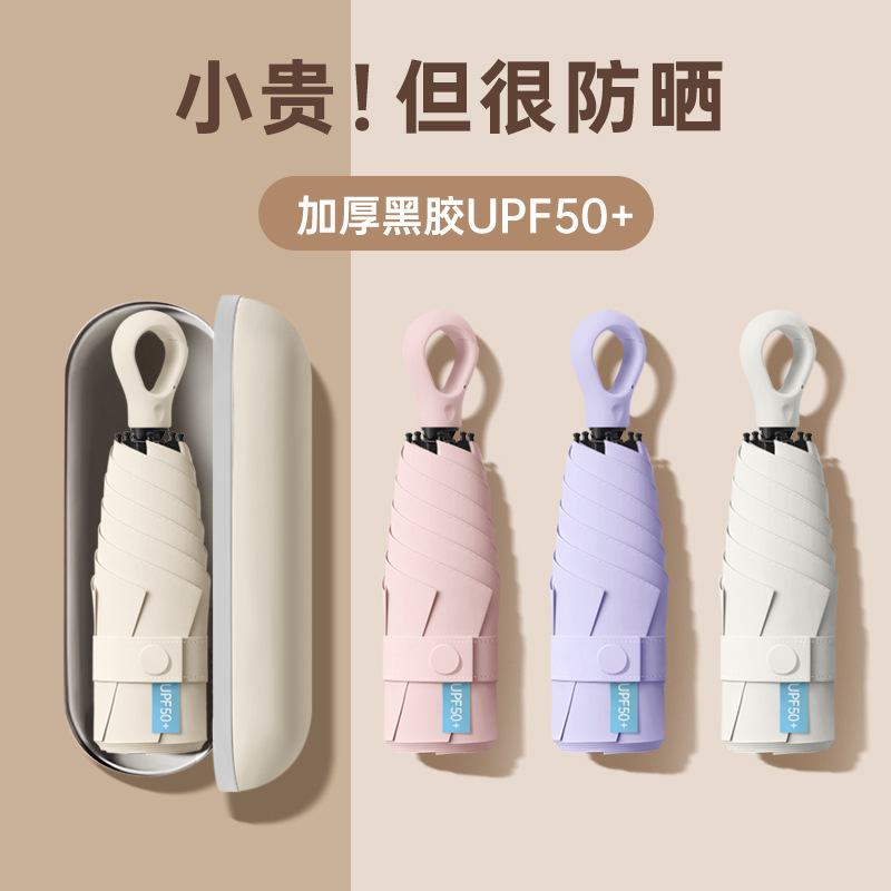 Portable 50% off Umbrella Handle Rain or Shine Capsule Umbrella Vinyl Sun Protection Uv Protection Women's Sun Umbrella Customized Ready Stock