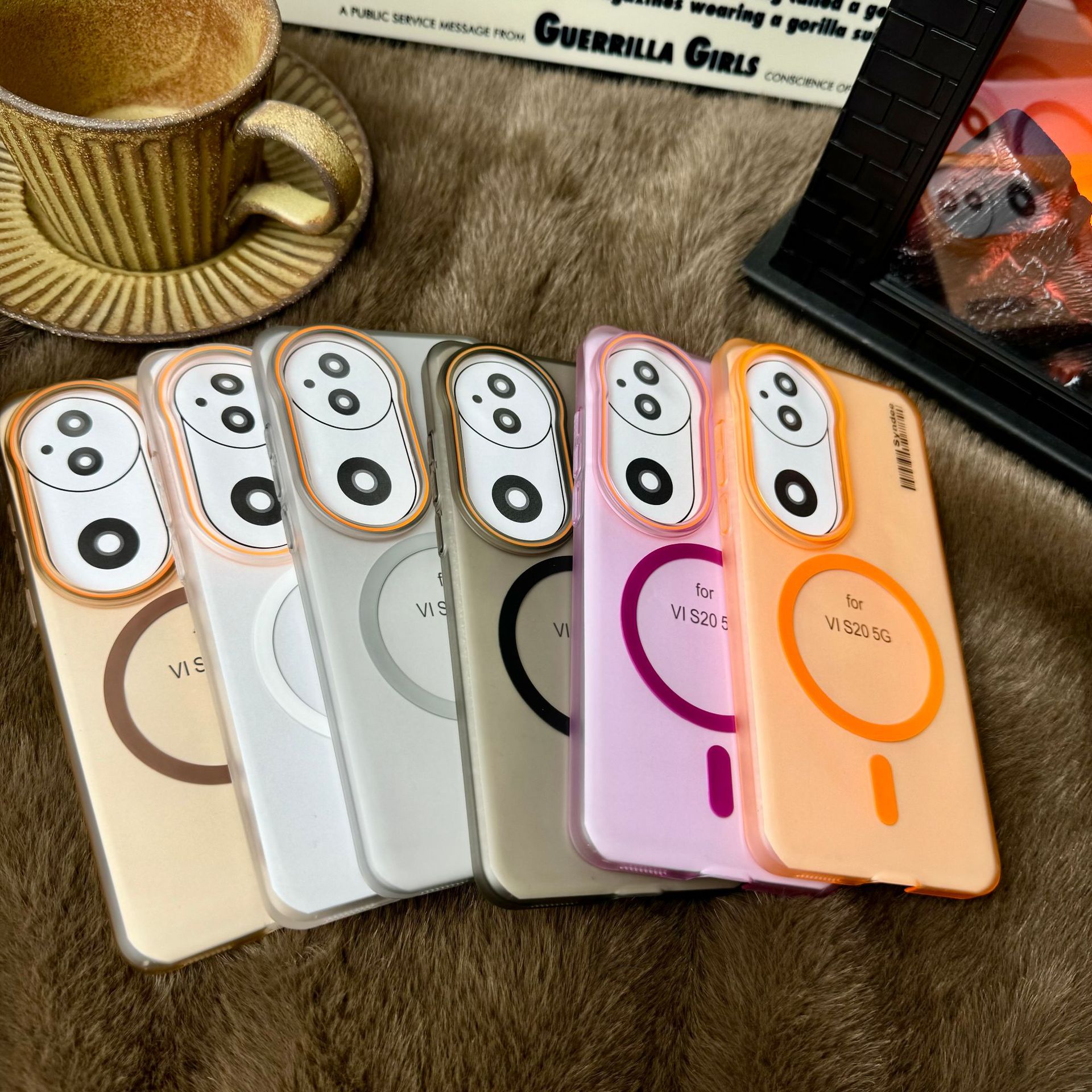 柔纱适用vivoX200肤感磁吸手机壳IQ0013细圈配色PC简约防摔保护套