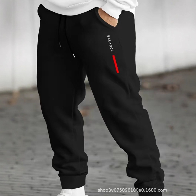 Temu's New Export Cross-Border Winter Fleece-Lined Men's and Women's Balance Printed Sweatpants Joggers