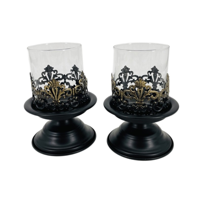 Vela grande retro estadounidense transfronteriza B & B Hotel Decoración suave Taza de vela de hierro forjado Accesorios de boda Porta de vela Adornos