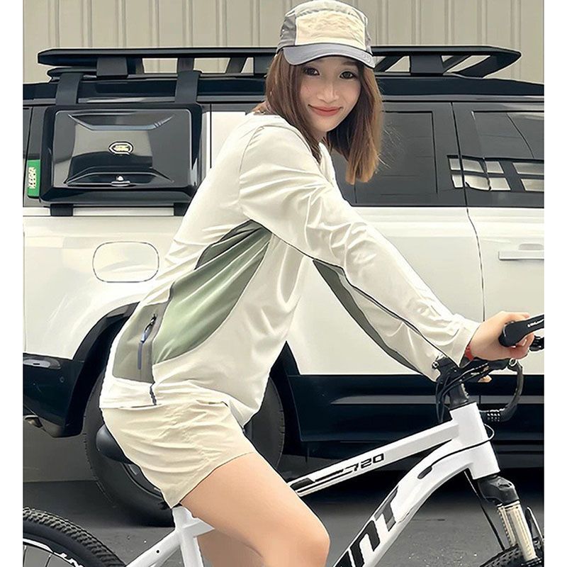 Cycling Clothing Long-Sleeved Early Autumn Outdoor Clothing Breathable Sun Protection Clothing Running Fitness Sportswear T-Shirt for Women