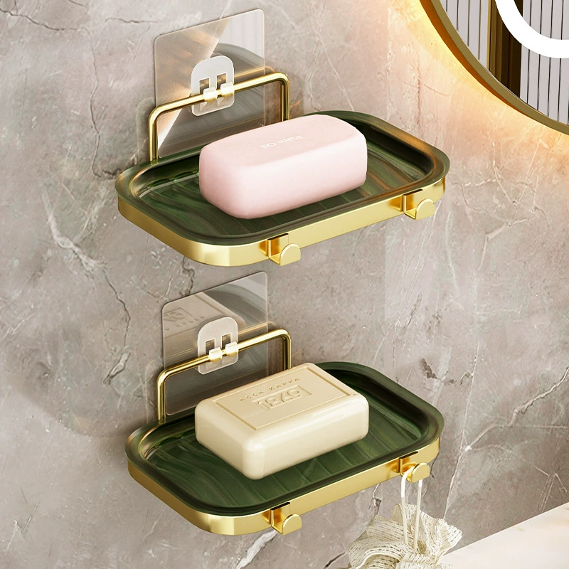 Мыльница настенная сливная Бытовая съемная и моющаяся Туалетная мыло для ванной комнаты двухслойная стойка для хранения без перфорации