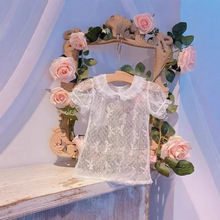 女童蕾丝打底女童娃娃衫打底衫洛丽塔打底蝴蝶蕾丝百搭女童